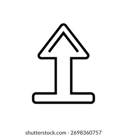 Ilustración de ícono de flecha Cargar en blanco y negro: símbolo mínimo para transferencia de datos, almacenamiento en la nube y uso compartido digital