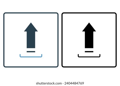 upload arrow icon. icon related to basic web and UI. suitable for web site, app, user interfaces, printable etc. solid icon style. simple vector design editable