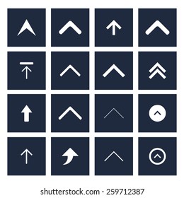 Upload arrow icon set collection. up arrow upload icon set. simple pictogram minimal, flat, solid, mono, monochrome, plain, contemporary style. Vector illustration web internet design elements