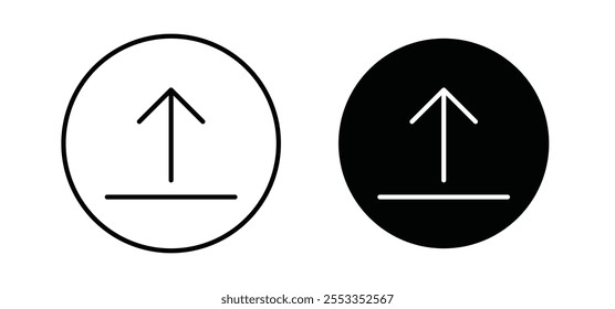 Upload arrow icons in black filled and outlined style