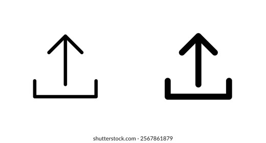 Upload arrow icons collection in Filled flat and thin line style.