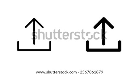 Upload arrow icons collection in Filled flat and thin line style.