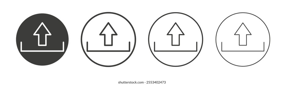 Upload arrow icons collection. vector set in black color