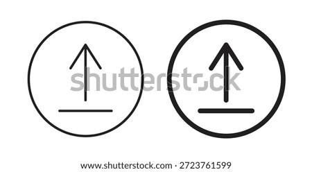Upload arrow icons in filled, thin line, outline and strokes