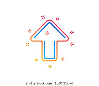 Upload arrow line icon. Direction Arrowhead symbol. Navigation pointer sign. Gradient design elements. Linear upload icon. Random shapes. Vector