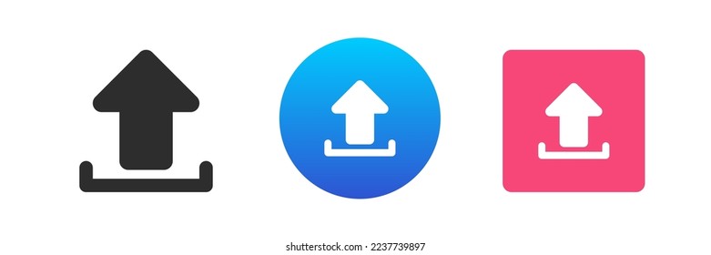 Upload arrow pointer up direction digital information storage connection icon set vector flat illustration. File exchange electronic network cursor cyberspace multimedia navigation interface