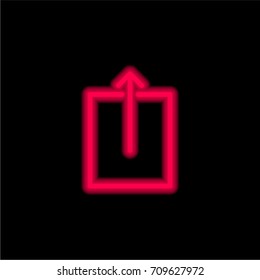 Upload Arrow red glowing neon ui ux icon. Glowing sign logo vector