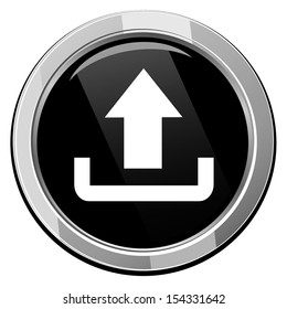 Upload black circle glossy web icon