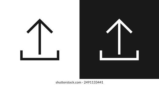 Upload black and white icons set vector.