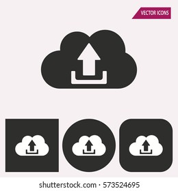 Upload - black and white icons. Vector illustration.