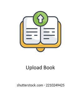 Upload Book Filled Outline Vector Icon Design illustration on White background. EPS 10 File