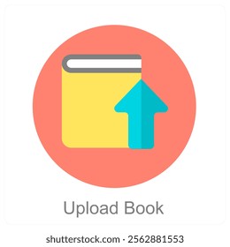Upload Book and upload icon concept