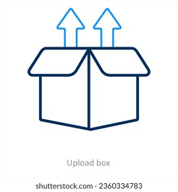 Upload box and box icon concept