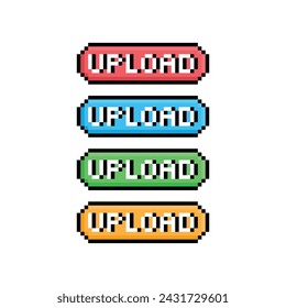 upload button 8 bit text upload Pixel art 8-bit for game 