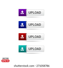 Upload Button. Abstract beautiful text button with icon. Purple Button, Blue Button, Red Button, Green Button, Turquoise button. web design element. Call to action icon button