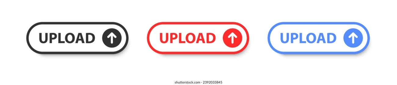 Upload button icon. Mouse cursor push to upload file symbol. Press on the site. Online bar click up arrow. UI design. Promotion banner. Vector illustration.