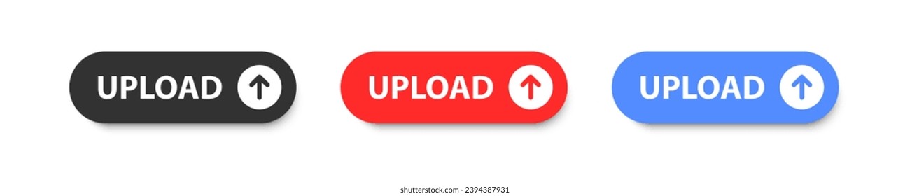Upload button icon. Mouse cursor push to upload file symbol. Press on the site. Online bar click up arrow. UI design. Promotion banner. Vector illustration.