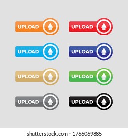 upload button icon set, blue, red,green,gold,black,orange vector eps