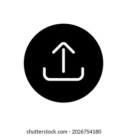 Upload button vector glyph icon . Filled circular