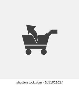 upload cart icon vector illustration. shopping cart icon vector