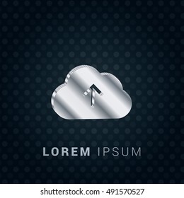 Upload to the Cloud 3D silver/platinum metallic chromium precious Icon / Logo Design