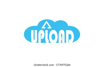 Upload cloud with arrow logo for data storage statistics, uploading and downloading of data transferring design vector illustration on white background