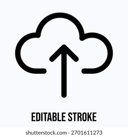 Cloud-Pfeilsymbol hochladen (isoliertes lineales Vektorsymbol), bearbeitbarer Strich.