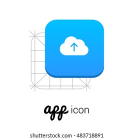 Upload to the Cloud Blue Mobile App UI/UX Button Corporate Logo / Icon Design
