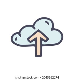 upload to cloud color vector doodle simple icon