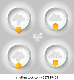 Upload to cloud, download from cloud, upload to cloud from computer, download from cloud to computer icons