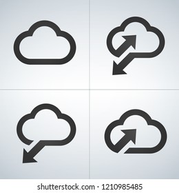 Upload to cloud, download from cloud, sunc icon set. vector illustration isolated on modern background.