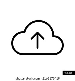 Upload to cloud, Drag and drop to upload, Online backup concept vector icon in line style design for website design, app, UI, isolated on white background. Editable stroke. EPS 10 vector illustration.