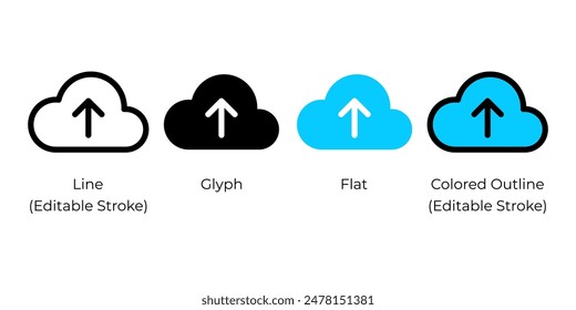 Upload to cloud, Drag and drop to upload, Online backup concept vector icon set for website design, app, ui, isolated on white background. EPS 10 vector illustration.