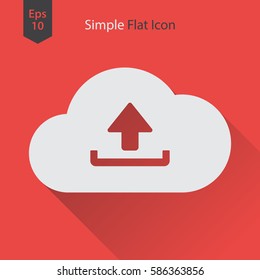 Upload To Cloud Flat Icon. Simple Symbol Of Technology. Vector Illustrated Sign