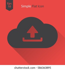 Upload To Cloud Flat Icon. Simple Symbol Of Technology. Vector Illustrated Sign