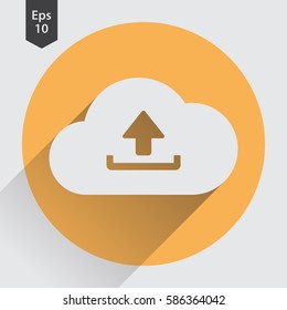 Upload To Cloud Flat Icon. Simple Symbol Of Technology. Vector Illustrated Sign