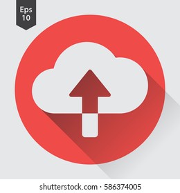 Upload To Cloud Flat Icon. Simple Symbol Of Technology. Vector Illustrated Sign