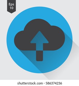 Upload To Cloud Flat Icon. Simple Symbol Of Technology. Vector Illustrated Sign