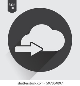 Upload To Cloud Flat Icon. Simple Sign Of Technology. Vector Illustrated Symbol