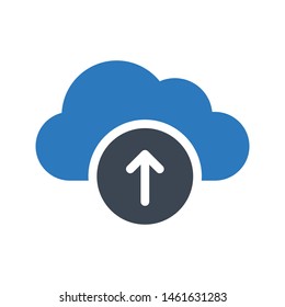 upload cloud glyph colour vector icon