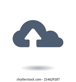 Upload from cloud icon.  Upload button.  Flat  design style.
