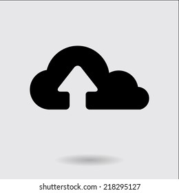 Upload from cloud icon.  Upload button.  Flat  design style.