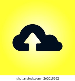 Upload from cloud icon.  Upload button.  Flat  design style.