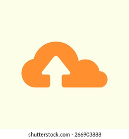 Upload from cloud icon.  Upload button.  Flat  design style.