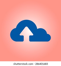 Upload from cloud icon.  Upload button.  Flat  design style.