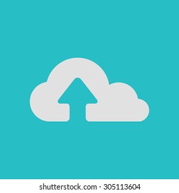 Upload from cloud icon. Upload button. Flat design style.