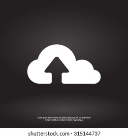 Upload from cloud icon.  Upload button.  Flat  design style.