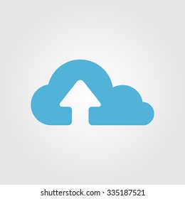 Upload from cloud icon.  Upload button.  Flat  design style.