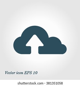Upload from cloud icon.  Upload button.  Flat  design style.