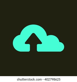 Upload from cloud icon.  Upload button.  Flat  design style.